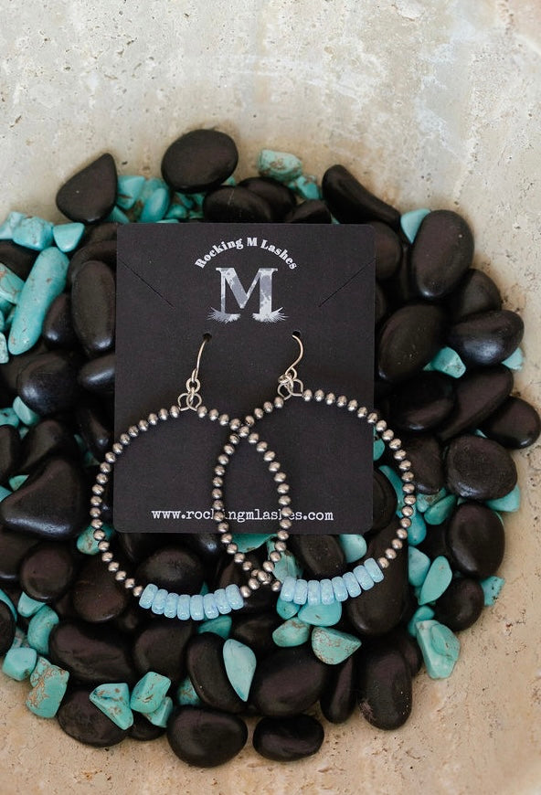 Blue Opal Pearl Hoops