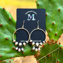 Load image into Gallery viewer, Pink Opal Navajo Pearl Hoops
