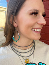 Load image into Gallery viewer, Navajo x Turquoise Teardrop Earrings
