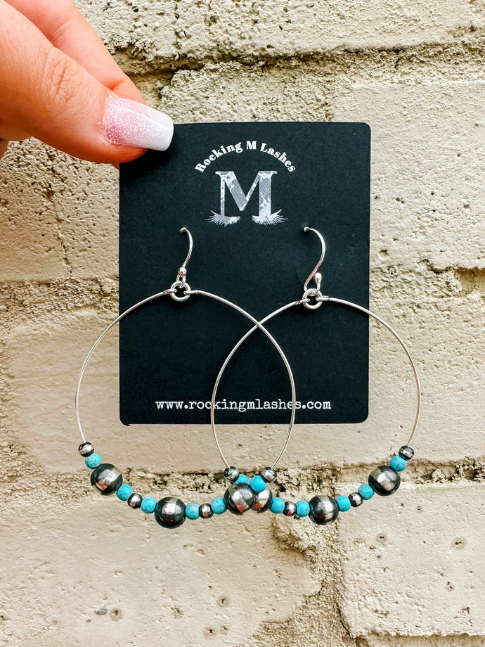 Turquoise/Pearl Hoops